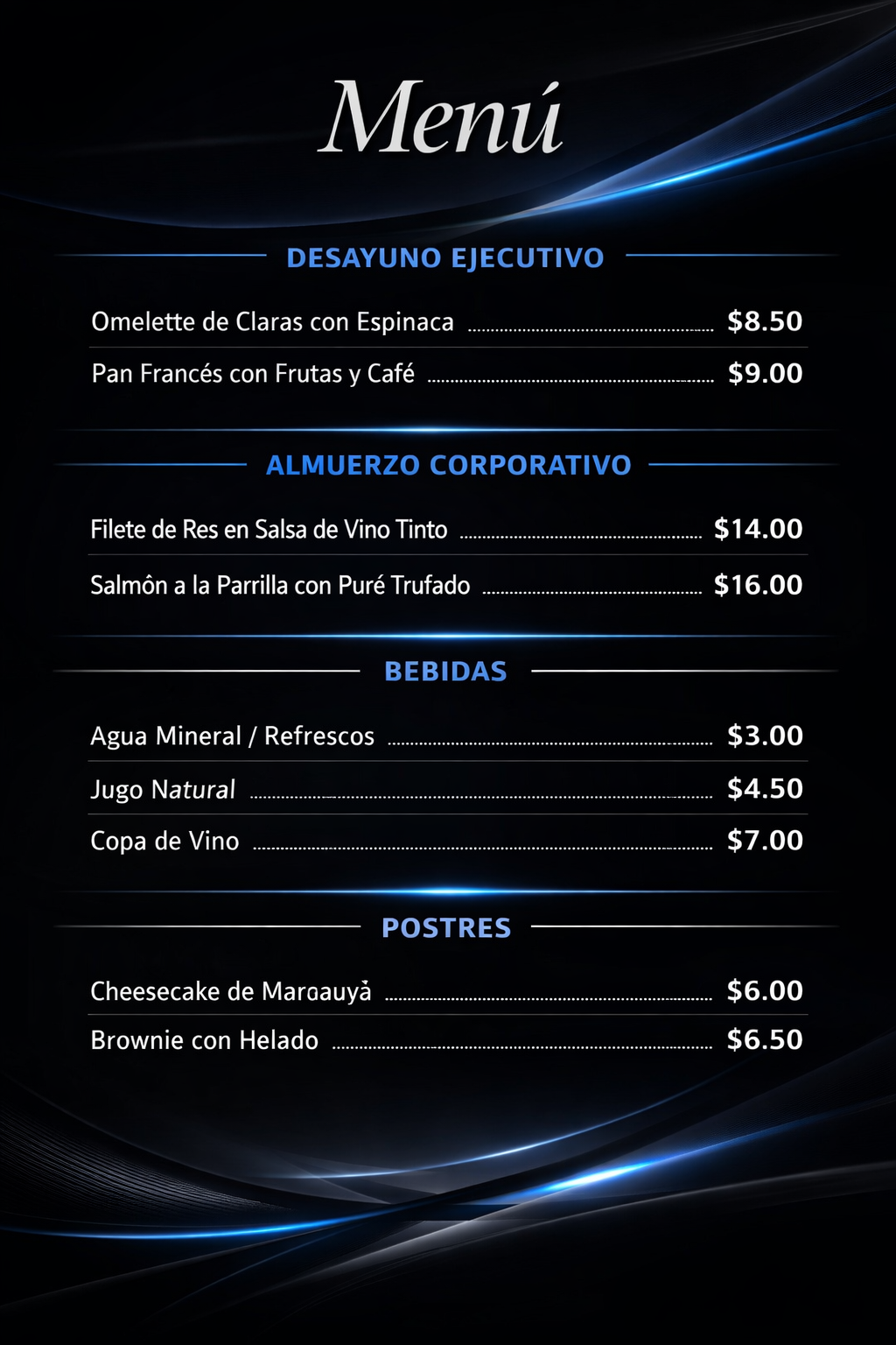 Menú LUXIT